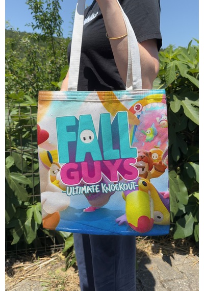 Zipzap Fall Guys V4 Çift Taraflı Kanvas Baskı Bez Çanta Bilgisayar Oyun Video Oyunu