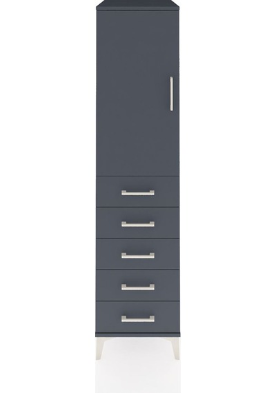 Kronos Dolap Tek Raflı 5 Çekmeceli Tek Askılı 44x59x182 Antra... Antrasit