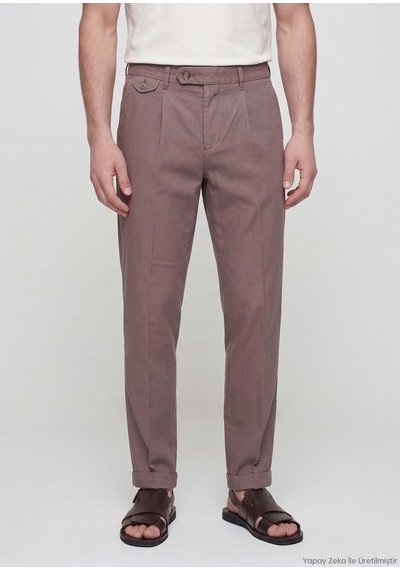 Ramsey Mürdüm Düz Dokuma Relaxed Fit Casual Pamuk Karışımlı Pantolon mürdüm damson Color
