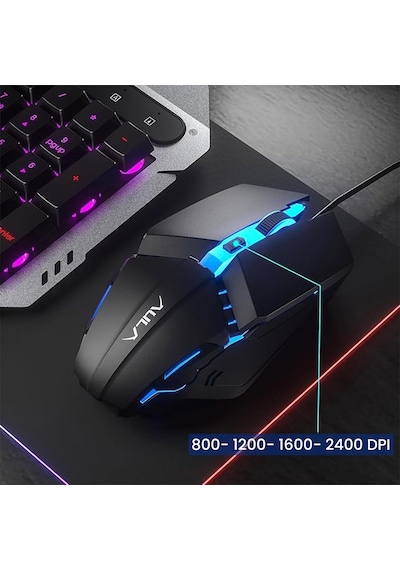 Aula F2023 Gaming Türkçe Q Rainbow Membran 2400dpl Oyuncu Klavye Mouse Set Optik