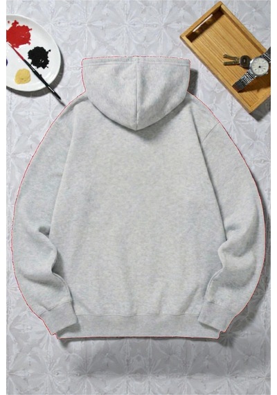 Uyguntarz Unisex Good Days Baskılı Oversize Sweatshirt Gri
