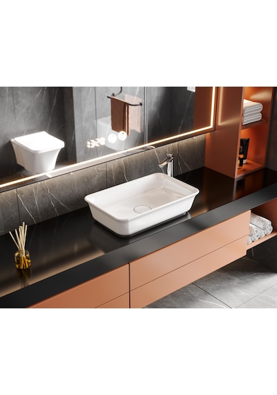 Turkuaz Cerastyle One Plus Tezgahüstü Lavabo 60 38 Cm Beyaz