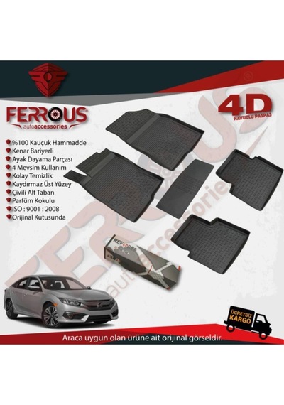 Honda Civic Sedan 4d Havuzlu Paspas 2016 Ve Üstü Siyah