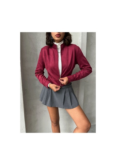 Verymoda Kadın Fermuarlı Bomber Ceket Bordo
