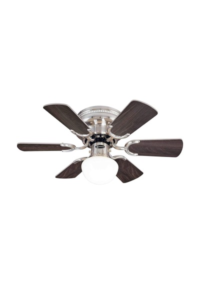 Westinghouse Petite Tavan Vantilatörü 76 Cm, Fırçalanmış Nikel, Kordonlu Model Ahşap
