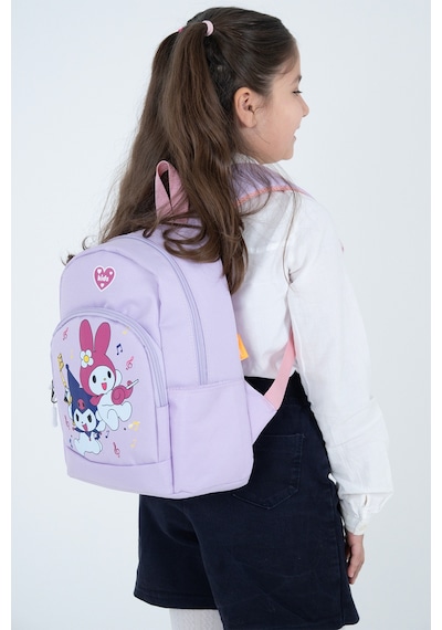 Açık Mor My Melody & Kuromi Figürlü Kız Çocuk Anaokulu Sırt Çantası Müzik Temalı Kreş Çantası Lila