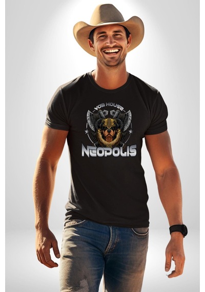 Neopolis Rottweiler Viking Unisex Unisex Siyah Organik Baskılı T-shirt Penye Yüksek Kalite Siyah