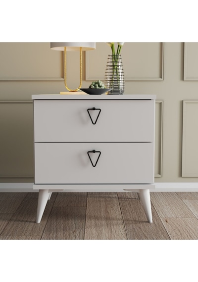 3634 VERSA-CE 2 ÇEKMECELİ AYAKLI KOMODİN BEYAZ
