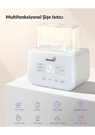 Grownsy 8 i 1 Arada Biberon Isıtıcı Ve Sterilizatör Lcd Ekranlı Hızlı Isıtma ve Çözme Bpa Içermez
