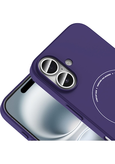iPhone Uyumlu 16 Kılıf M-safe Şarj Özellikli Kamera Korumalı Ata Elio Sert Pc Kapak - Derin Mor Çok Renkli
