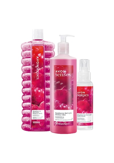 Avon Senses Ahududu & Frenk Üzümü Duş Jeli 720 ML + Banyo Köpüğü 1 L + Vücut Spreyi 100 ML