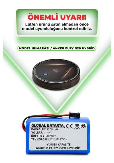 Anker Eufy Robovac G20 Hybrid Uyumlu Batarya 3200mah