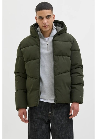 Jack & Jones Erkek Jjglobal Kapüşonlu Şişme Mont 12283517 Koyu Yeşil Koyu Yeşil