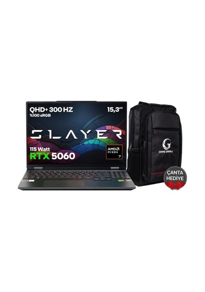 Game Garaj Slayer SR7T-5060 C6 R7 255 32 GB 1 TB SSD RTX5060 15.3" Free Dos Dizüstü Bilgisayar