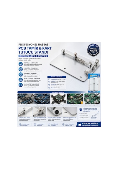 Profesyonel Hassas Pcb Tamir Ve Kart Tutucu Standı - Lehimleme & Sökme İstasyonu