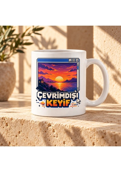 Çevrimdışı Keyif Tasarımlı Porselen Kupa - Model 672 Diğer