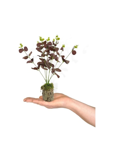 Yapay Çiçek Kütük Saksılı Okaliptus Dekoratif Masa Çiçeği Kahvere