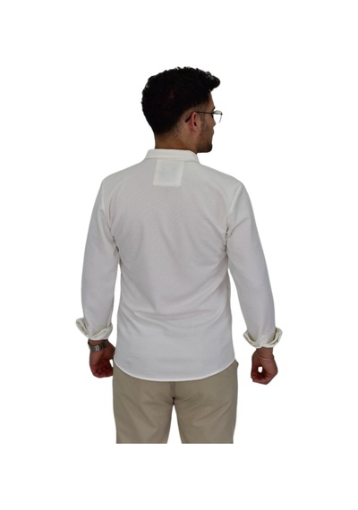 Erkek Likralı Spor Silim Fit Gömlek Bgl-st04331 Beyaz
