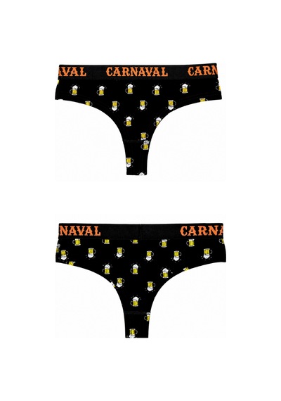 Carnaval Socks Bira Desenli Kadın Brazilian Külot Pamuklu Likralı Siyah Çok Renkli