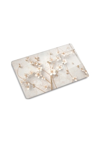 Cam Kesme Tablası - Cam Kesme Tahtası Beyaz Çiçek 20cm X 30cm