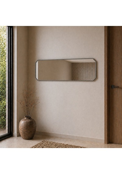 Modern Banyo Aynası 120x40 Cm Minimalist Dekoratif Duvar Aynası Modelleri Gri