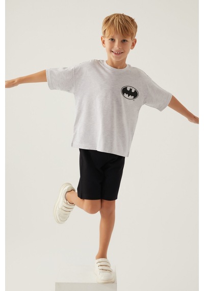 Batman With Emblem Kar Melanj Erkek Çocuk Bermuda Takım 5274-42902 Kar Melanj