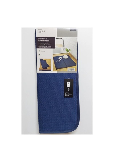 Aksu Livarno Mikrofiber Bulaşık Altlığı Kurutma Matı Katlanabilir Çift Yüzey Germany 44x36 Cm. Lacivert Açık Gri - Çok Renkli