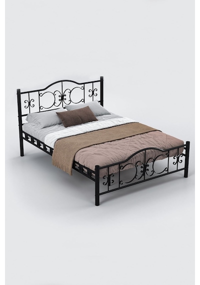 Argimo Pero Çift Kişilik Ferforje Metal Karyola 140 x 200 Siyah