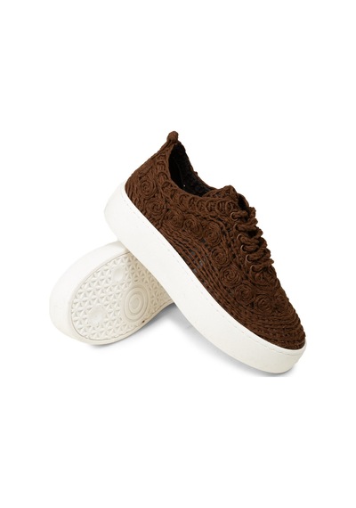 Deery Kadın Kahverengi Örgülü Sneaker Ayakkabı - K0046zkhvm01