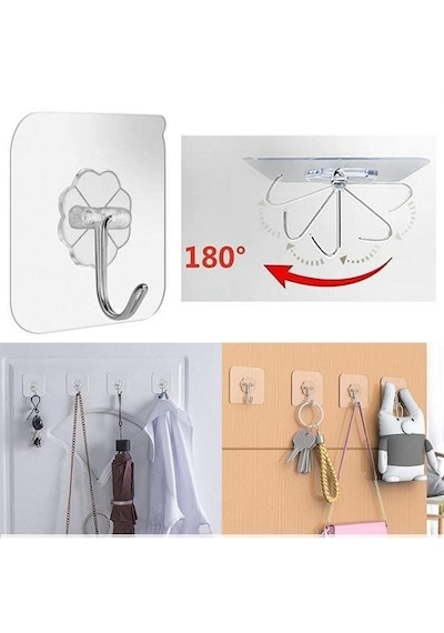 Güçlü Yapışkanlı Suya Dayanıklı Şeffaf Banyo Askı Şeffaf