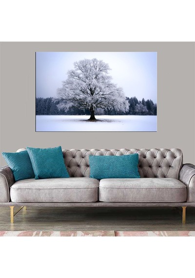 Es10 Özel Dekoratif Baskı Kış Ağaç Kanvas Tablo (120 x 80)