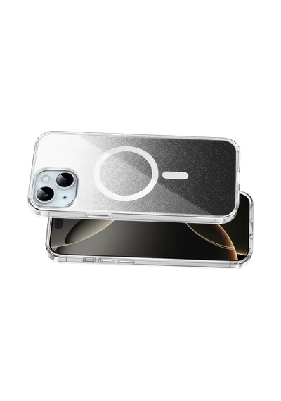 Onegif Apple İphone 15 Sora Simli Magsafe Kapak - Siyah Şeffaf