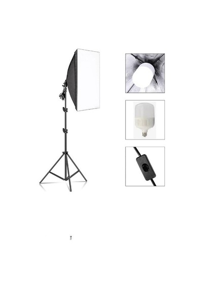 İkili Softbox Set 50x70 Cm Ürün Çekimi Moda Reklam Cast İçin Güçlü 50 Wat Led Ampullü Sürekli I