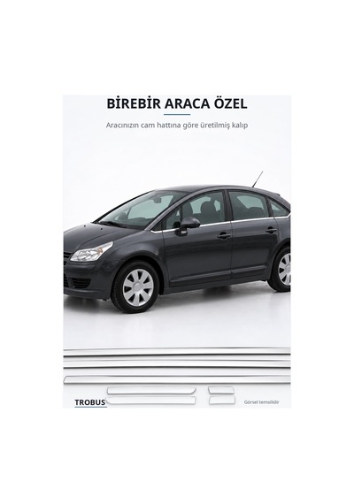 Citroen C4 2005-2010 Uyumlu Krom Cam Çıtası 8 Parça Paslanmaz Çelik Hatchback