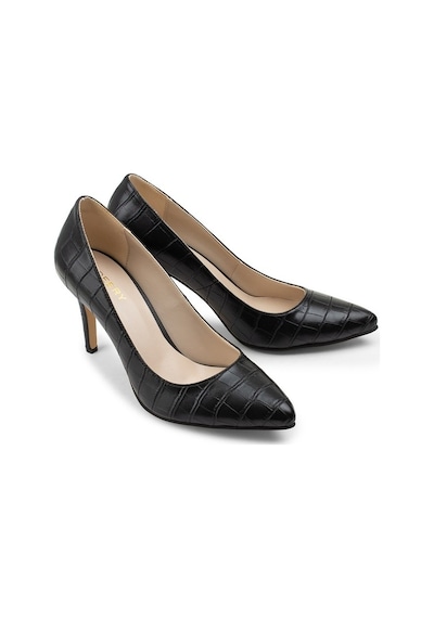 Deery Siyah Kroko Kadın Stiletto Siyah