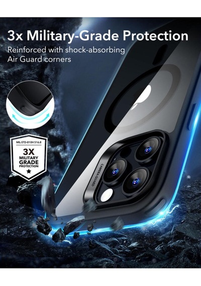 Esr Apple Uyumlu iPhone 16 Pro Halolock Magsafe Classic Hybrid Silikon Kılıf Şeffaf Siyah