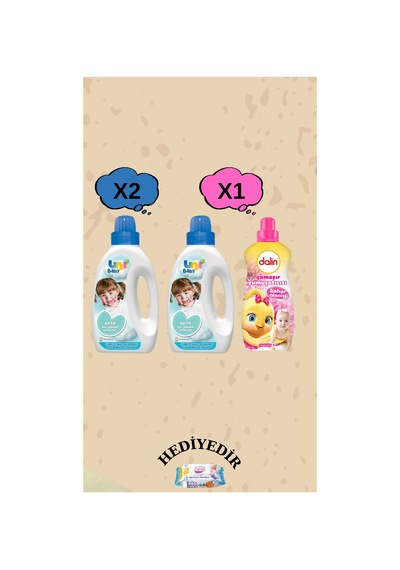 Uni Baby Deterjan 1500 Ml 2 Adet Dalin Yumuşatıcı 1500 Ml 1 Adet