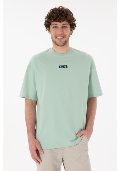 U.S. Polo Assn. Erkek Oversize Fit Bisiklet Yaka Su Yeşili Tişört 50305923-VR048