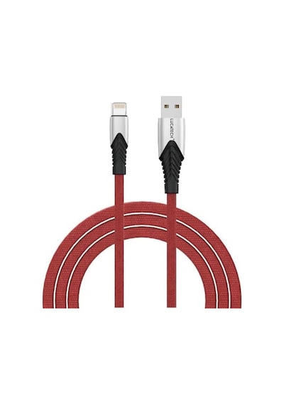 Usb Lightning Hızlı Şarj Kablosu - Kırılmaz Örgülü Bordo Kablo