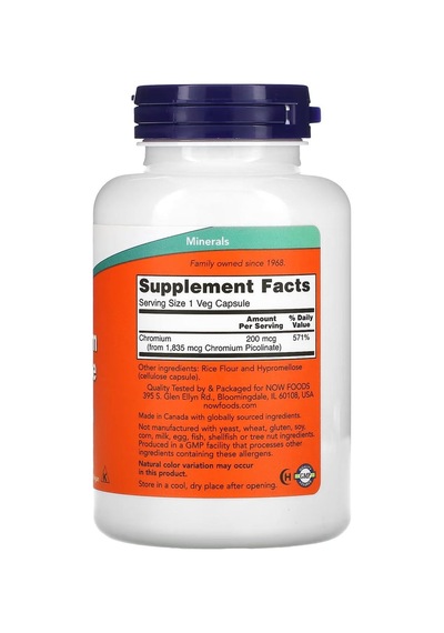 Chromium Picolinate, 200 Mcg, 250 Veg Capsules - Dmm1133