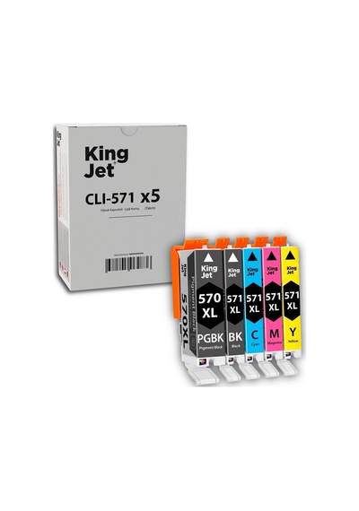Kingjet Canon Pixma Ts8000 Uyumlu Yüksek Kapasiteli 5 Renk Takım Uyumlu  Kartuş Çipli