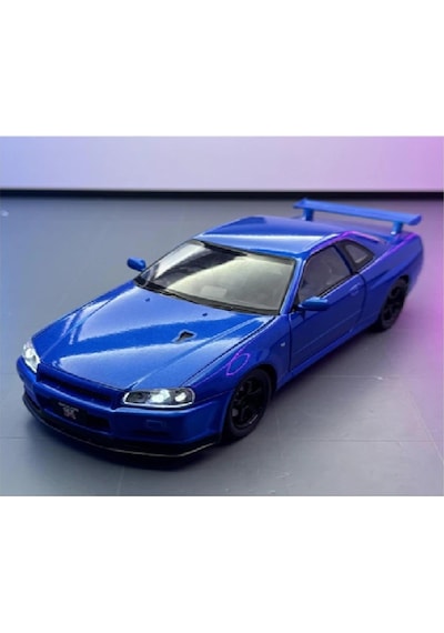Nissan Skyline Gtr R34 Fast And Furious 1:24 Mavi Diecast Metal Araba Koleksiyon Sesli Işıklı