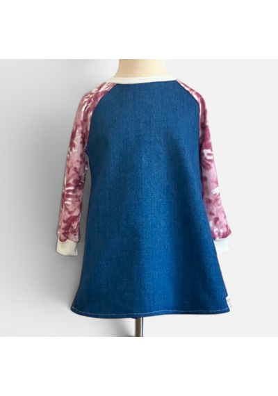 Bebe Raglan Kol Detaylı Denim Elbise Beyaz - Fuşya Bebe Raglan Kol Detaylı Denim Elbise Beyaz - Fuşya