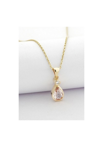 Damla Morganite Tektaş Kolye Sarı