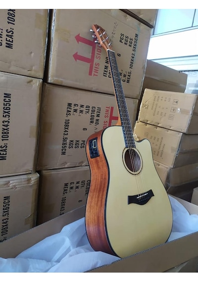 Wınzz Masif Maun Ağacı Jumbo Kasa Elektro Akustik Gitar-Kılıflı