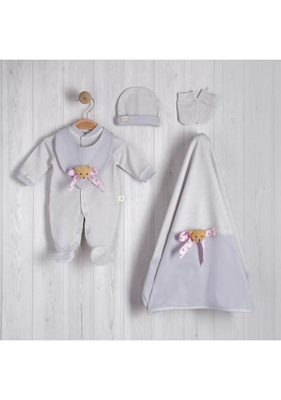 Lamato Baby Ayıcık Aksesuarlı 5 Parça Prematüre Hastane Çıkışı Set Gri