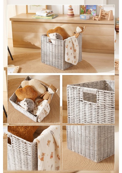 Ocean Home Textile Çocuk Odası Yıkanabilir Gri Pp Rattan Sepet 33 X 33 X 33 Cm