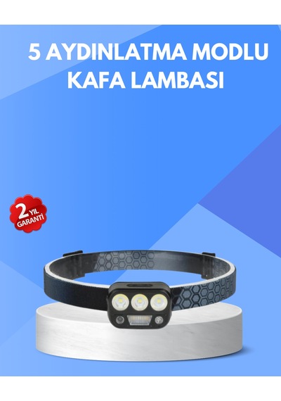 300 Lümen Sensörlü Led Kafa Lambası Usb Şarjlı Sos Modlu