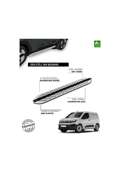 Opel Combo E Uzun Şase Uyumlu 2019 2020 2021 2022 2023 2024 2025 2026 2027 Araca Özel Yan Basamak