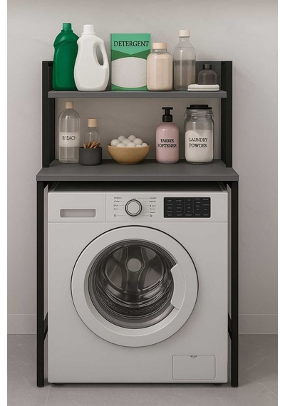 Vizyon Çamaşır Makina Dolabı Banyo Makina Üstü Raf Çok Amaçlı Raf Antrasit